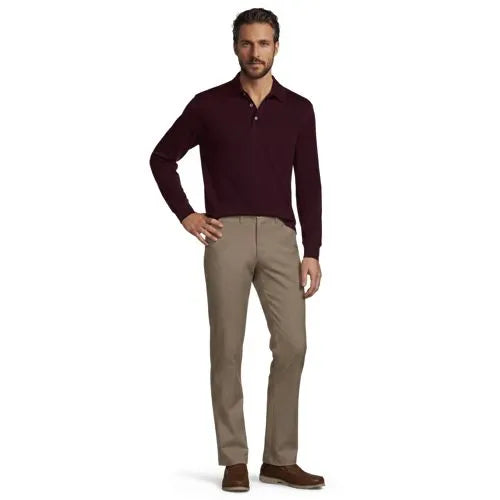 Men's Long Sleeve Cotton Supima Polo Shirt with Pocket