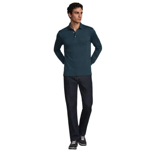 Men's Long Sleeve Cotton Supima Polo Shirt with Pocket