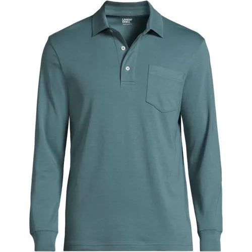 Men's Long Sleeve Cotton Supima Polo Shirt with Pocket