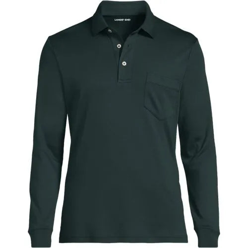 Men's Long Sleeve Cotton Supima Polo Shirt with Pocket