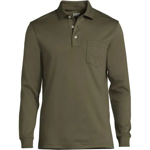 Men's Long Sleeve Cotton Supima Polo Shirt with Pocket