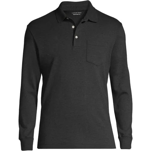 Men's Long Sleeve Cotton Supima Polo Shirt with Pocket