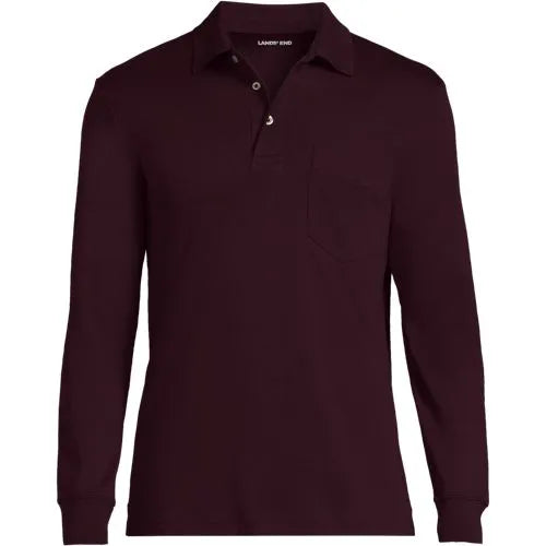 Men's Long Sleeve Cotton Supima Polo Shirt with Pocket