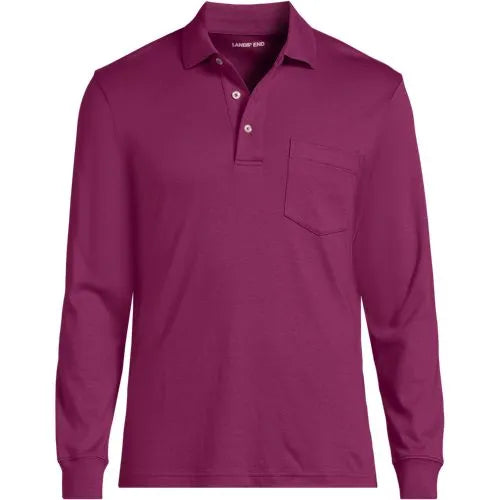 Men's Long Sleeve Cotton Supima Polo Shirt with Pocket