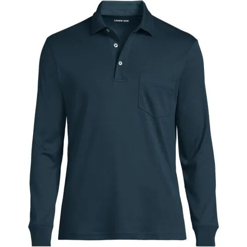 Men's Long Sleeve Cotton Supima Polo Shirt with Pocket