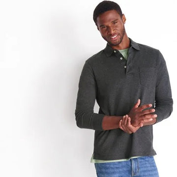 Men's Long Sleeve Cotton Supima Polo Shirt with Pocket