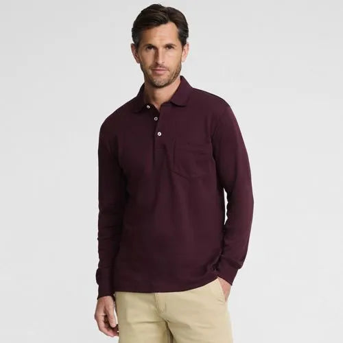 Men's Long Sleeve Cotton Supima Polo Shirt with Pocket