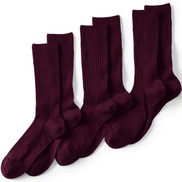 Men's Seamless Toe Cotton Rib Dress Socks 3 Pack