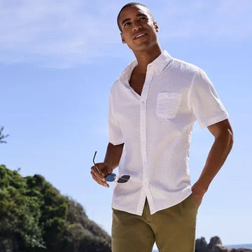 Men's Short Sleeve Seersucker Shirt