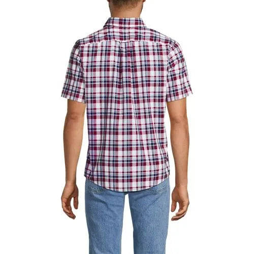 Men's Traditional Fit Short Sleeve Madras Shirt