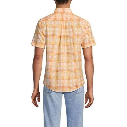 Men's Traditional Fit Short Sleeve Madras Shirt