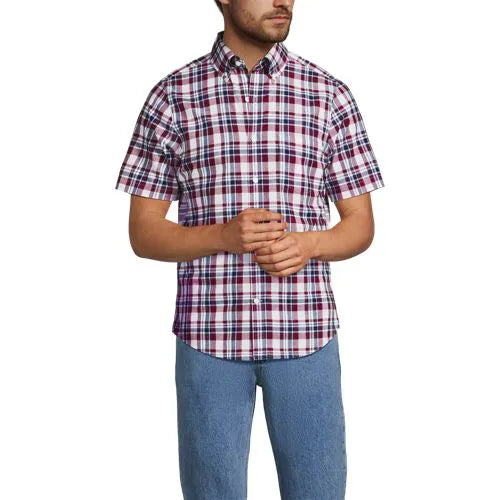 Men's Traditional Fit Short Sleeve Madras Shirt