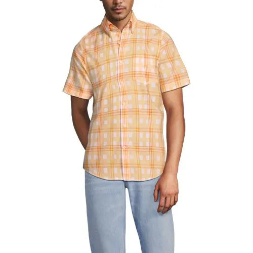 Men's Traditional Fit Short Sleeve Madras Shirt