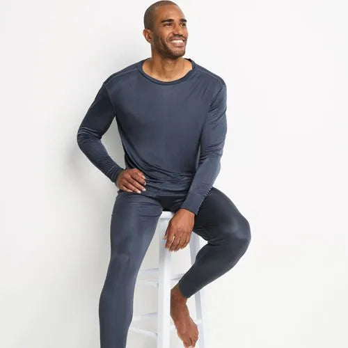 Men's Silk Long Underwear Crew Neck