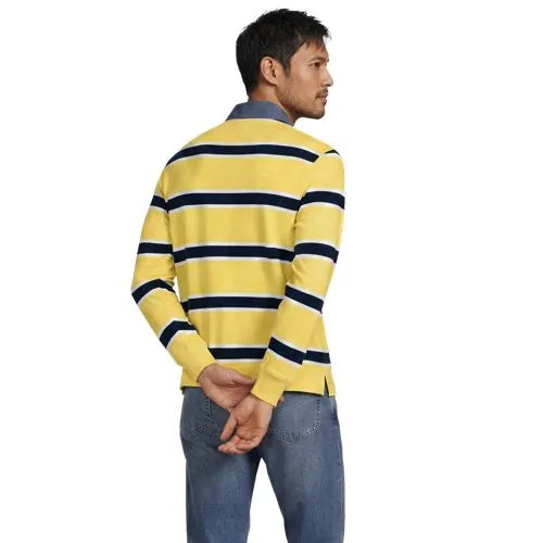 Men's Long Sleeve Stripe Rugby Shirt