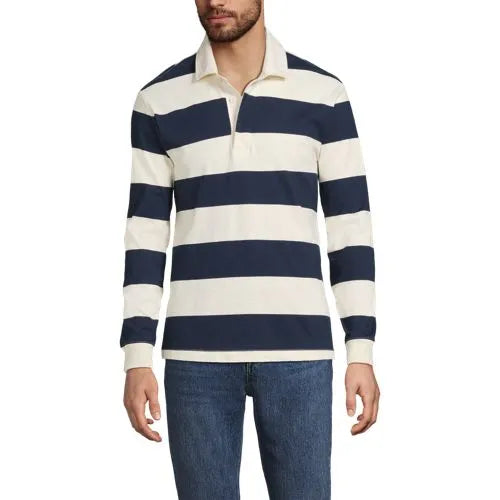 Men's Long Sleeve Stripe Rugby Shirt