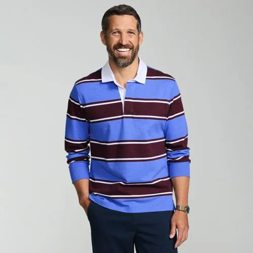 Men's Long Sleeve Stripe Rugby Shirt