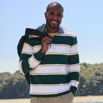 Men's Long Sleeve Stripe Rugby Shirt