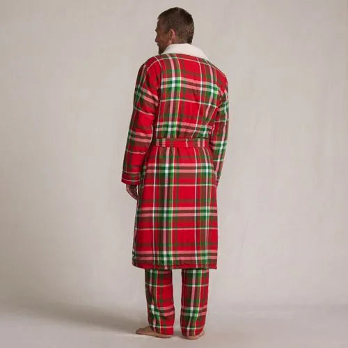 Men's Sherpa Fleece Lined Flannel Robe