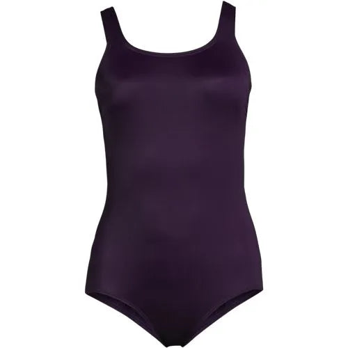 Women's Plus Size Mastectomy Scoop Neck Tugless One Piece Swimsuit