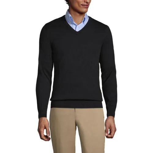 Men's Cotton Modal Fine Gauge V-neck Sweater