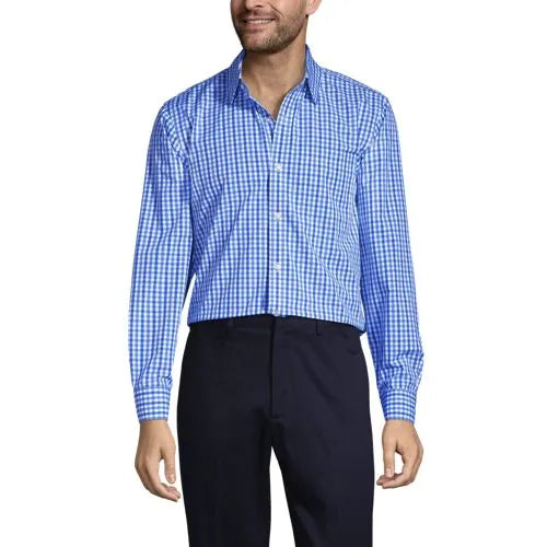 Men's Long Sleeve Straight Collar Patterned Broadcloth Shirt