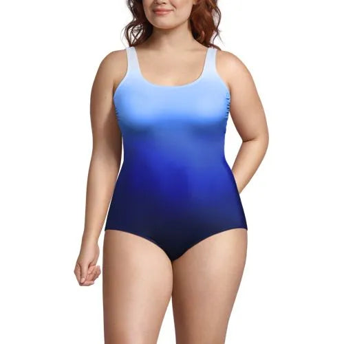 Women's Plus Size Tugless Low Leg One Piece Swimsuit