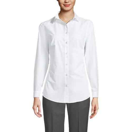 Custom Women's Long Sleeve Woven Straight Collar Broadcloth