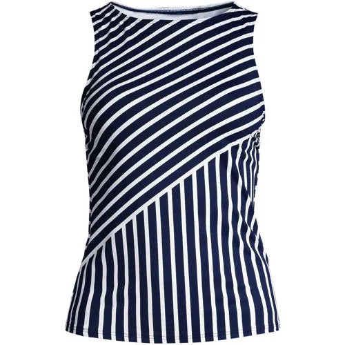Women's Mastectomy High Neck UPF 50 Sun Protection Modest Tankini Swimsuit Top