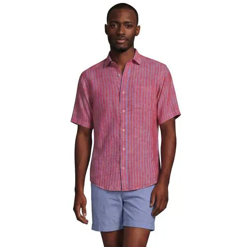 Men's Traditional Fit Short Sleeve Linen Shirt