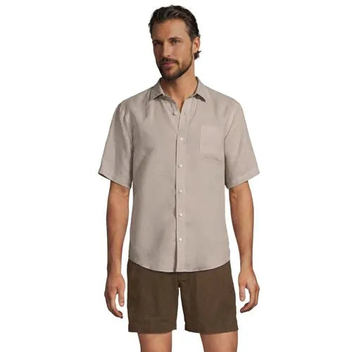 Men's Traditional Fit Short Sleeve Linen Shirt