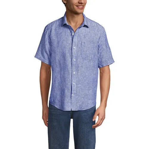 Men's Traditional Fit Short Sleeve Linen Shirt