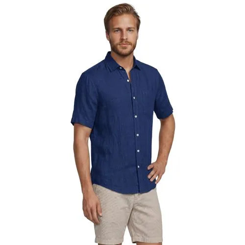Men's Traditional Fit Short Sleeve Linen Shirt