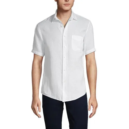 Men's Traditional Fit Short Sleeve Linen Shirt