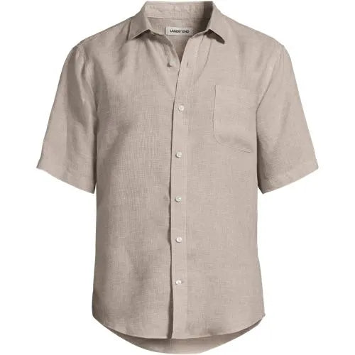 Men's Traditional Fit Short Sleeve Linen Shirt