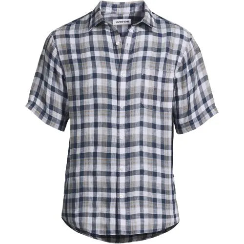 Men's Traditional Fit Short Sleeve Linen Shirt