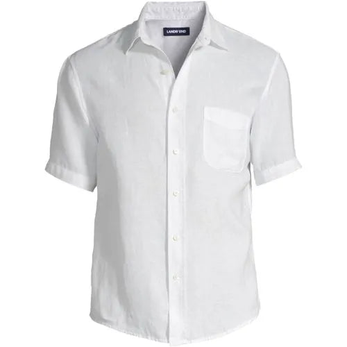 Men's Traditional Fit Short Sleeve Linen Shirt