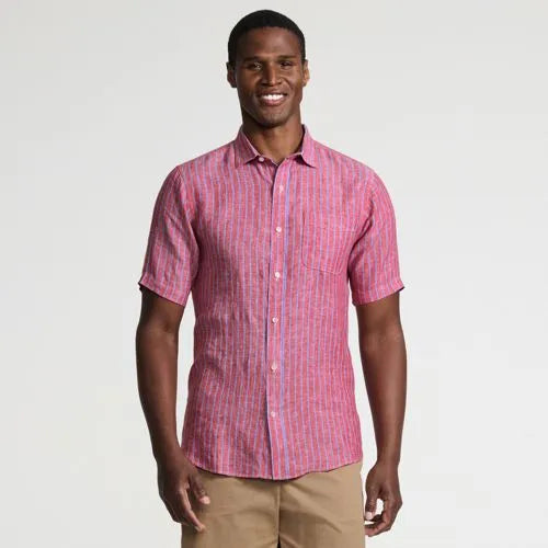 Men's Traditional Fit Short Sleeve Linen Shirt