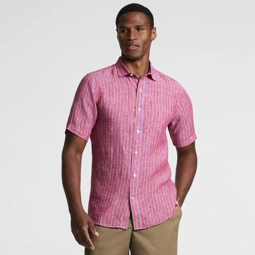 Men's Traditional Fit Short Sleeve Linen Shirt