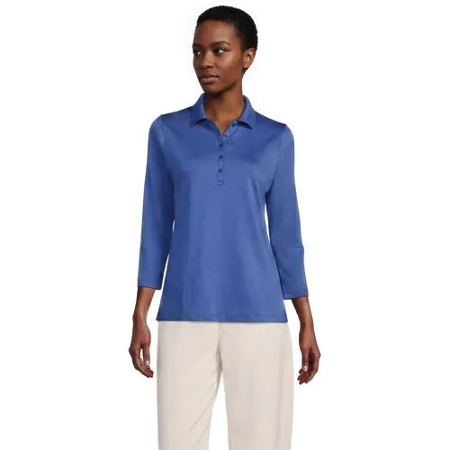 Women's 3/4 Sleeve Supima Cotton Polo Shirt