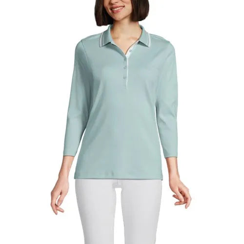 Women's 3/4 Sleeve Supima Cotton Polo Shirt