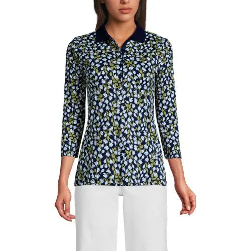 Women's 3/4 Sleeve Supima Cotton Polo Shirt