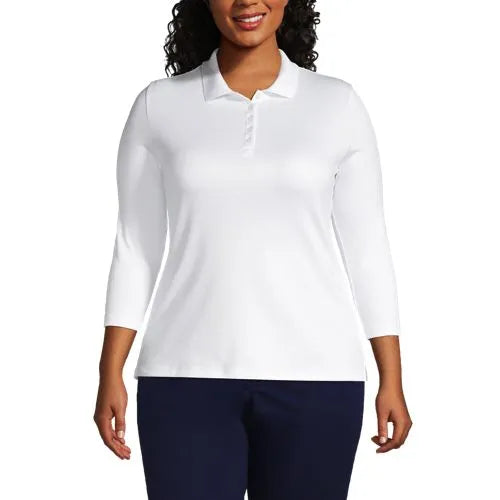 Women's 3/4 Sleeve Supima Cotton Polo Shirt