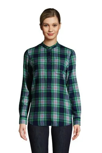 Women's Flannel Long Sleeve Tunic Top