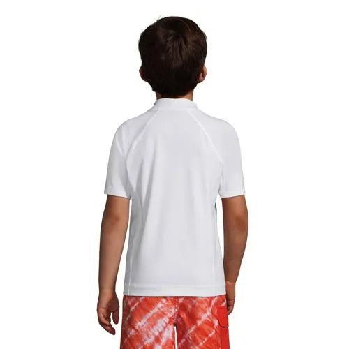 Boys Husky Short Sleeve Crew Neck Swim UPF 50 Rash Guard