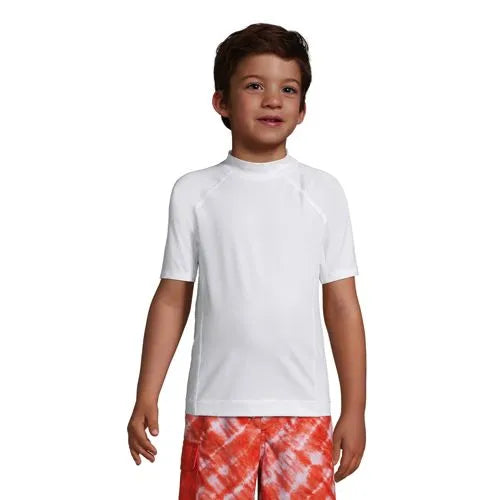 Boys Husky Short Sleeve Crew Neck Swim UPF 50 Rash Guard