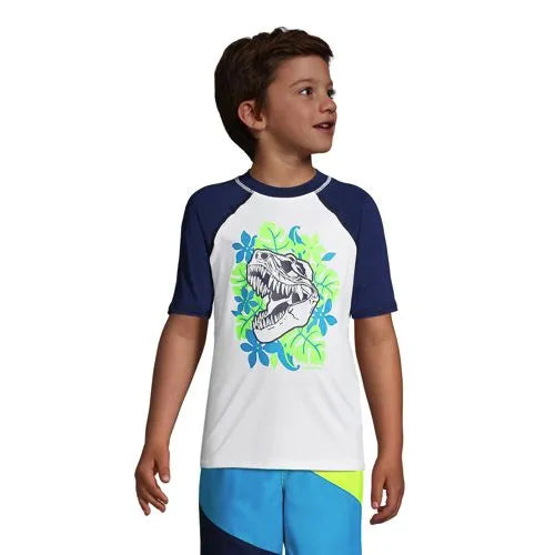 Boys Short Sleeve Crew Neck Graphic UPF 50 Swim Rash Guard