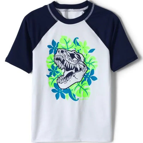 Boys Short Sleeve Crew Neck Graphic UPF 50 Swim Rash Guard