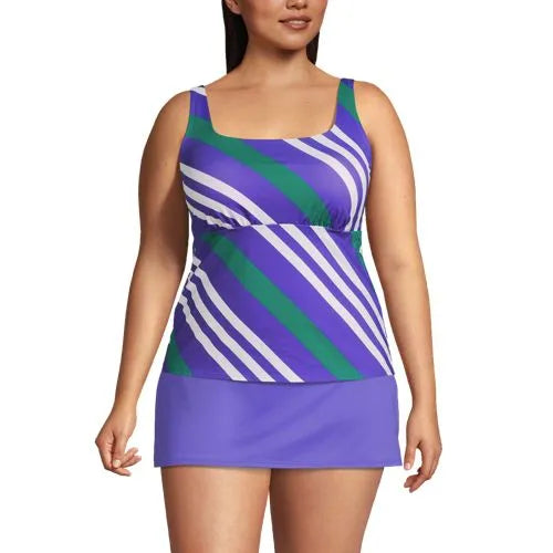 Women's Plus Size Square Neck Underwire Tankini Swimsuit Top