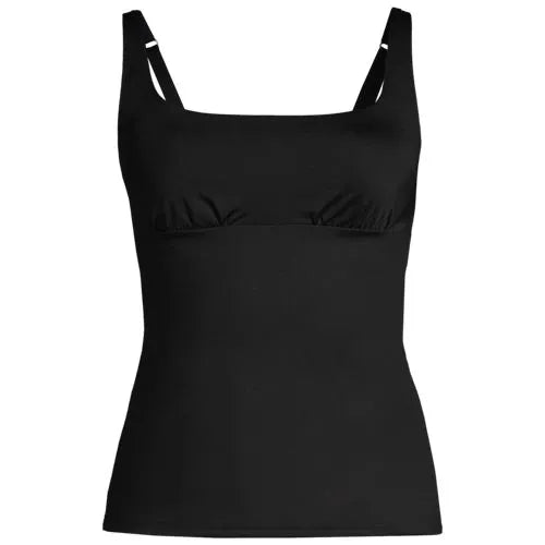 Women's D-Cup Chlorine Resistant Tummy Control Square Neck Underwire Tankini Swimsuit Top